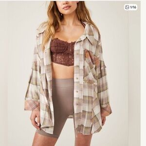 NWT Free People Fallin for Flannel Sleep Top S oversized get your Zzzzz 😴